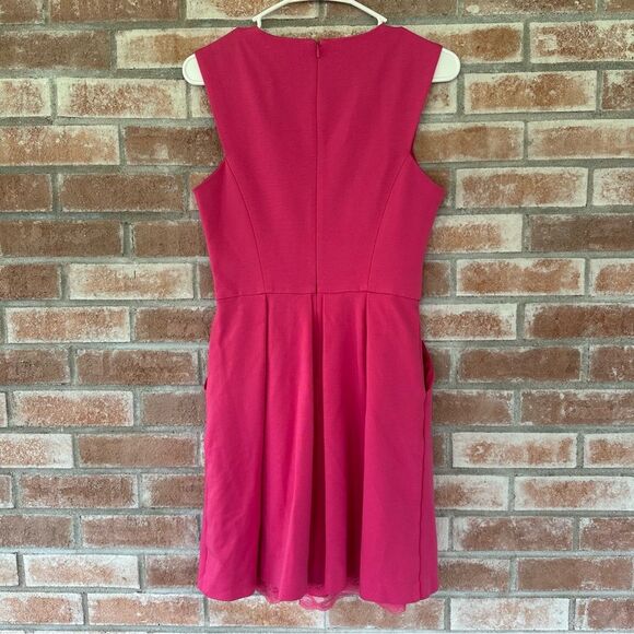 Trina Turk Sunnie A Line Dress Barbie Pink Women’s 2 Pockets Keyhole Party - Picture 7 of 11